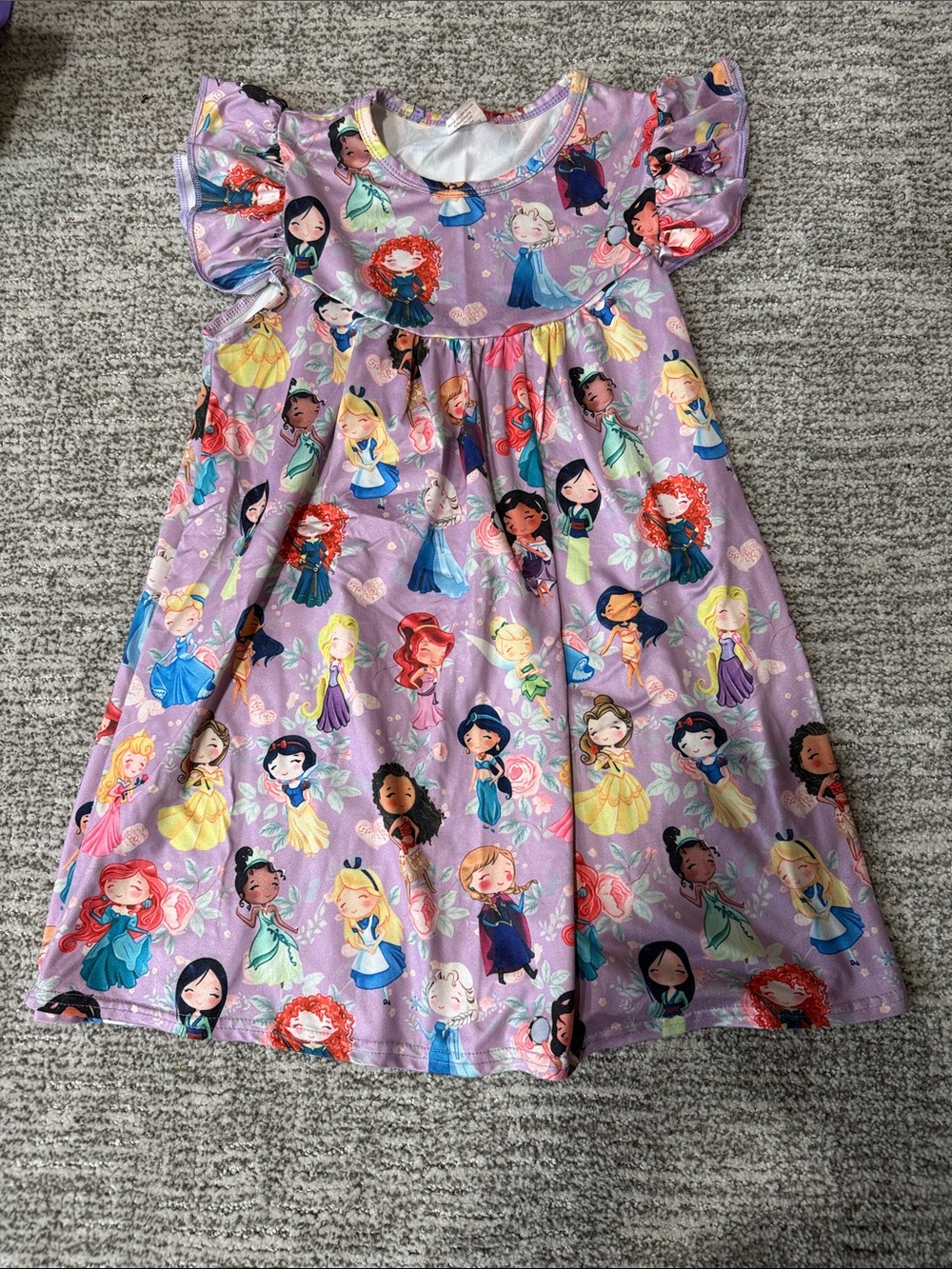 Girls' Purple Princess Character Print Dress